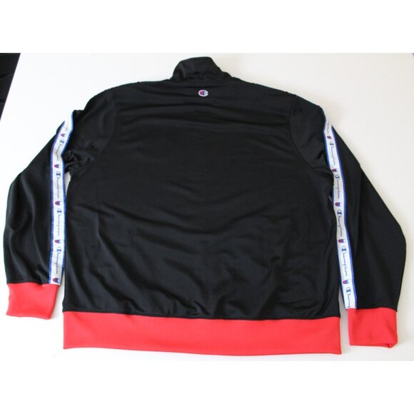 Champion Men’s Track Jacket Black Red Full Zip Tape Sleeves Size XL - SEE PHOTOS - Picture 2 of 6